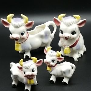 Kitschy Ceramic Cow Condiment Set